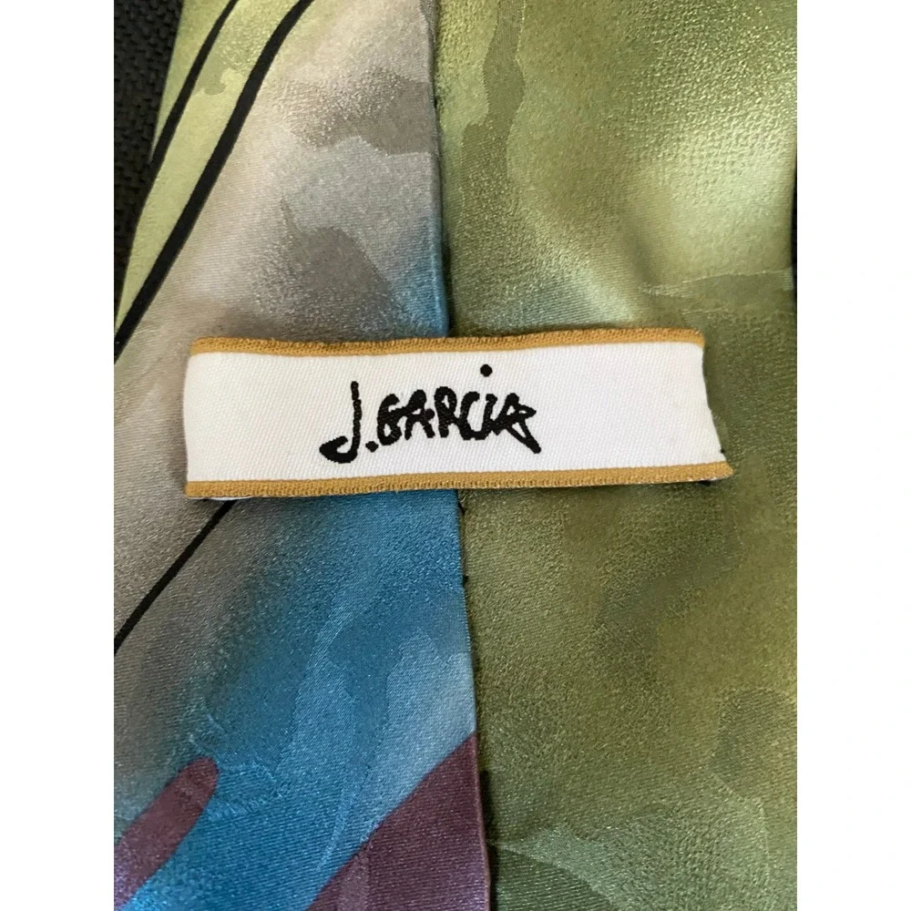 J. Garcia Sunset Limited Edition‎ Collection 41 Silk Tie Green Blue Abstract Art